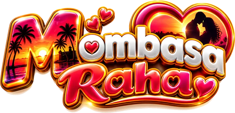 Mombasa Raha logo with sunset, palm trees and hearts